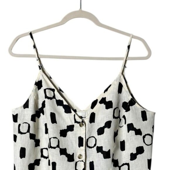 H&M Women Linen Tank Cami Button Up Large Lagom Artsy Beachy Lagenlook Cream NWT - Picture 3 of 8